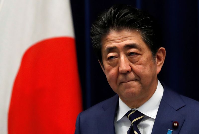 &copy; Reuters. Japan&apos;s PM Abe holds news conference on coronavirus disease (COVID-19) in Japan
