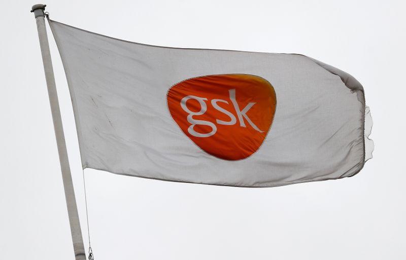 &copy; Reuters. A GSK logo is seen on a flag at a GSK research centre in Stevenage
