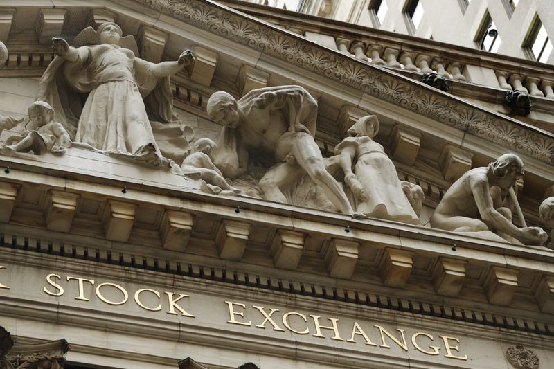 &copy; Reuters. An exterior view of the facade on the outside of the New York Stock Exchange building in New York City