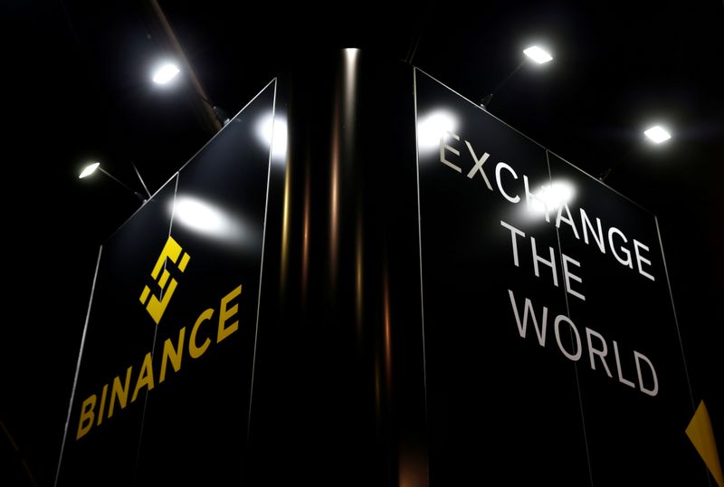 &copy; Reuters. The logo of Binance is seen on their exhibition stand at the Delta Summit, Malta&apos;s official Blockchain and Digital Innovation event promoting cryptocurrency, in Ta&apos; Qali