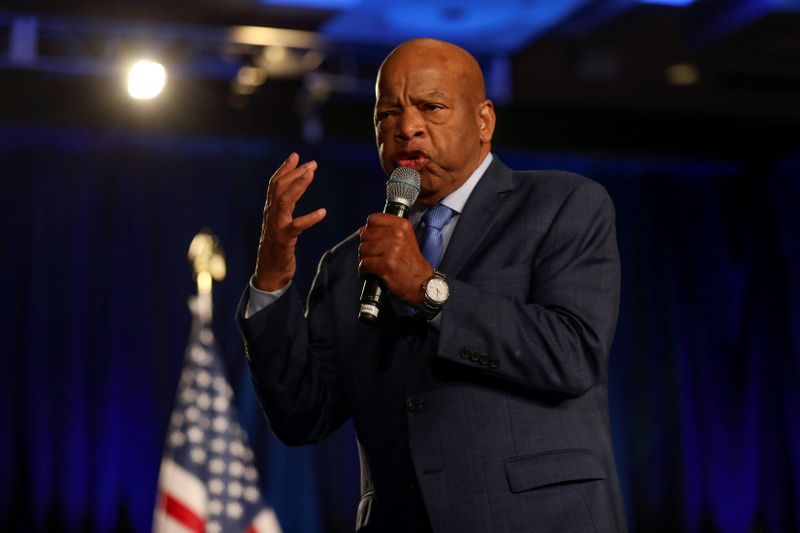 &copy; Reuters. U.S. Representative John Lewis speaks to the crowd at the Stacey Abrams watch party for mid-terms election at the Hyatt Regency in Atlanta, Georgia