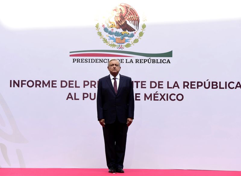&copy; Reuters. Mexico&apos;s President Andres Manuel Lopez Obrador attends the presentation of a plan to lift the economy out of the coronavirus crisis at the National Palace in Mexico City
