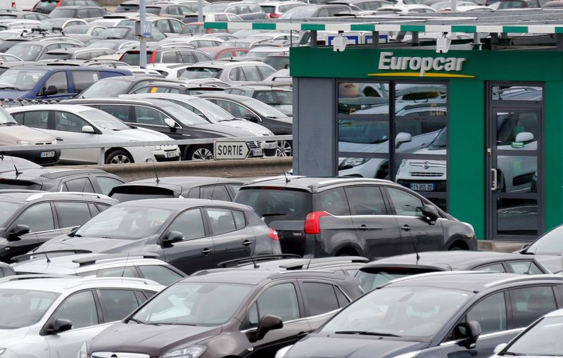 &copy; Reuters. FILE PHOTO: The logo of French car rental company Europcar is seen at Bordeaux Airport in Merignac