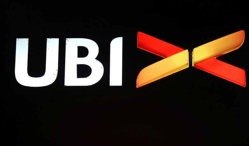 &copy; Reuters. Il logo di Ubi a Milano