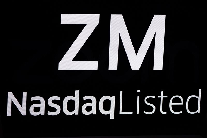 &copy; Reuters. The Zoom Video Communications ticker symbol is pictured at the NASDAQ MarketSite in New York
