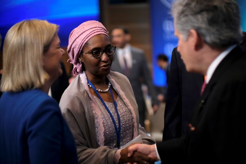 &copy; Reuters. Nigerian Finance Minister Zainab Ahmed attends the IMF and World Bank&apos;s 2019 Annual Spring Meetings, in Washington