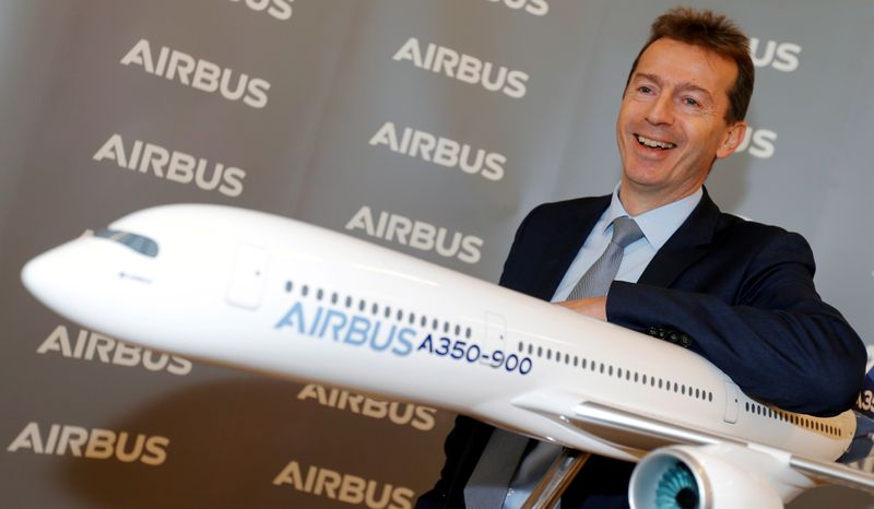 &copy; Reuters. FILE PHOTO: Airbus CEO Guillaume Faury poses before Airbus&apos;s annual press conference on full-year results