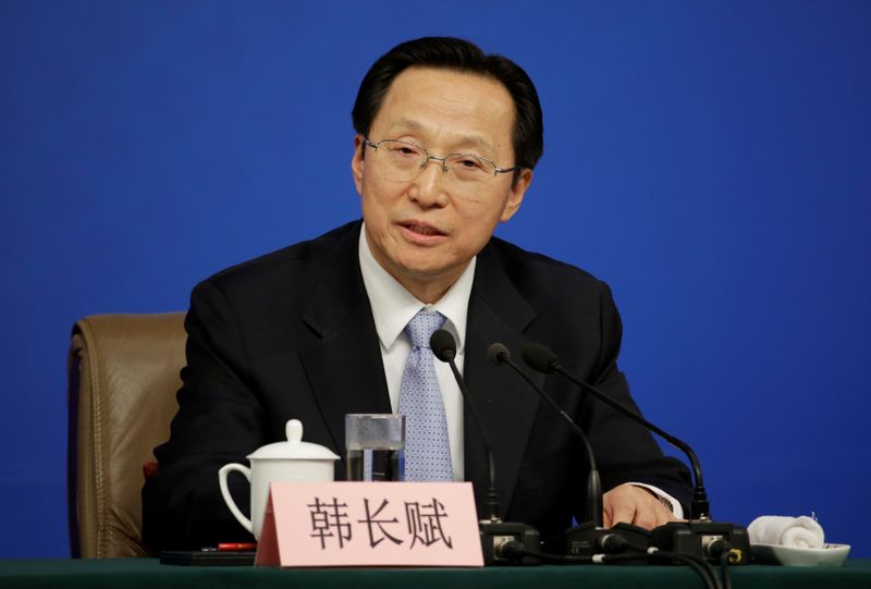 &copy; Reuters. FILE PHOTO:  Chinese Agricultural Minister Han Changfu attends a news conference during the ongoing NPC in Beijing