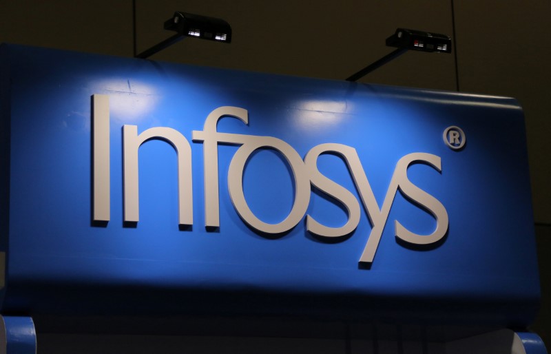 &copy; Reuters. The Infosys logo is seen at the SIBOS banking and financial conference in Toronto