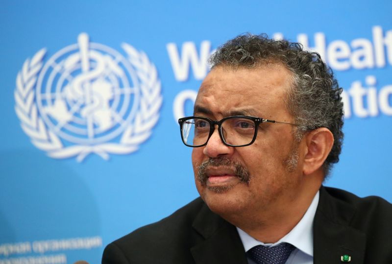 &copy; Reuters. Diretor-geral da OMS, Tedros Adhanom Ghebreyesus, durante entrevista coletiva em Genebra