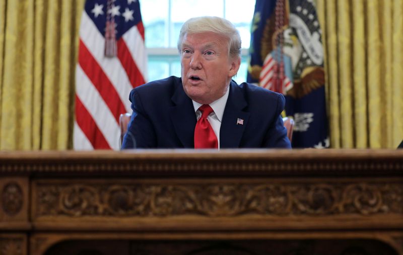 &copy; Reuters. U.S. President Trump answers questions during an interview with Reuters in the Oval Office of the White House in Washington