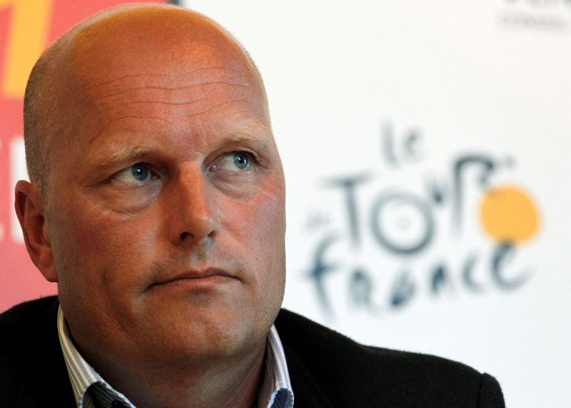 &copy; Reuters. FILE PHOTO: Saxo Bank-SunGard team manager Riis of Denmark attends a news conference at the Tour de France media centre in Les Herbiers