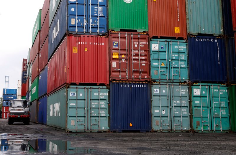 &copy; Reuters. A trailer is seen near containers at a Westports container facility in Pulau Indah outside Kuala Lumpur