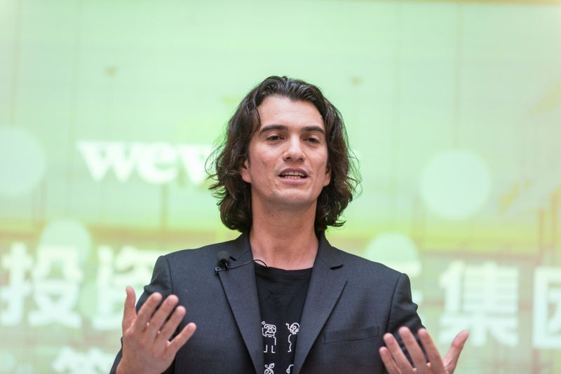 &copy; Reuters. FILE PHOTO:  Adam Neumann, chief executive officer of U.S. co-working firm WeWork, speaks during a signing ceremony in Shanghai