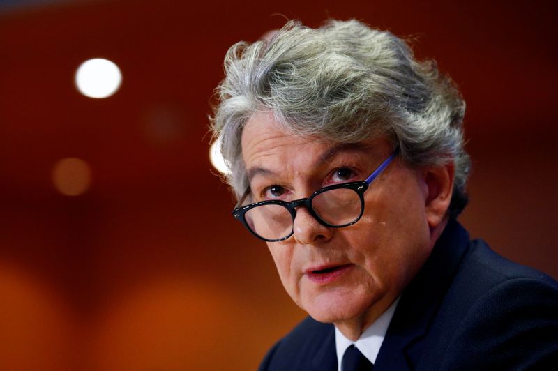 &copy; Reuters. FOTO DE ARCHIVO: El comisario de Industria de la UE Thierry Breton asiste a una audiencia ante el Parlamento Europeo en Bruselas, Bélgica, el 14 de noviembre de 2019