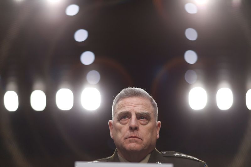 © Reuters. FILE PHOTO: U.S. Chairman of the Joint Chiefs of Staff Gen. Mark A. Milley testifies before a Senate Armed Services Committee hearing on 