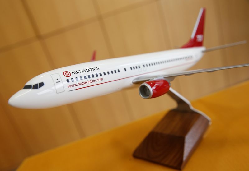 &copy; Reuters. A photo illustration of a BoC Aviation model plane at their office in Singapore