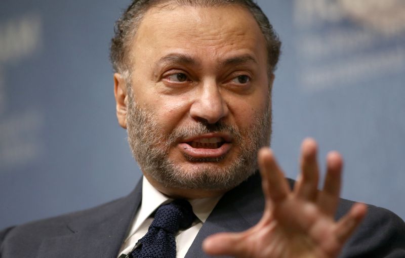 &copy; Reuters. FILE PHOTO: Minister of State for Foreign Affairs for the United Arab Emirates, Anwar Gargash, speaks at an event at Chatham House in London