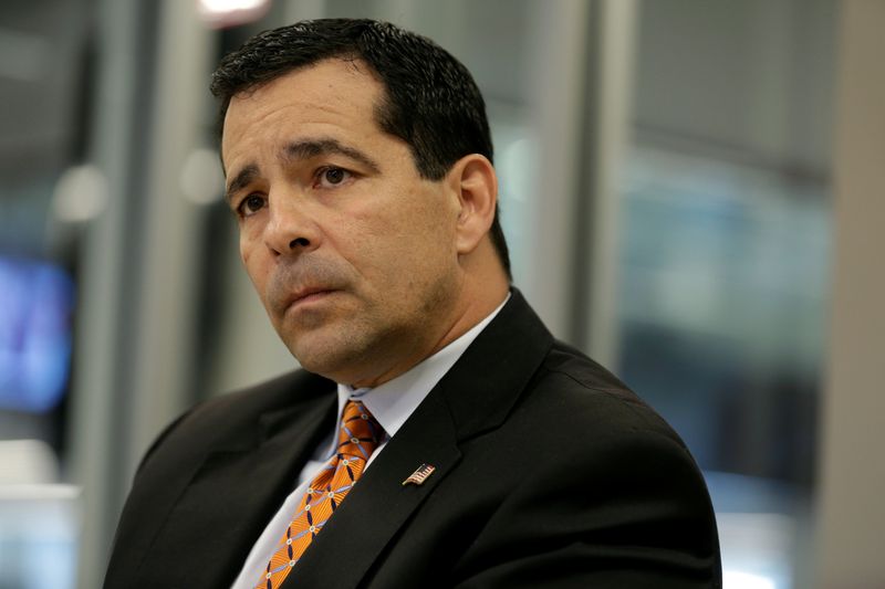 &copy; Reuters. FILE PHOTO: Director of the National Counterintelligence and Security Center William Evanina speaks during the Reuters Cybersecurity Summit in Washington