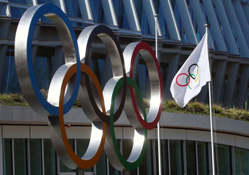 &copy; Reuters. FILE PHOTO: The Olympic rings are pictured in front of the International Olympic Committee (IOC) in Lausanne