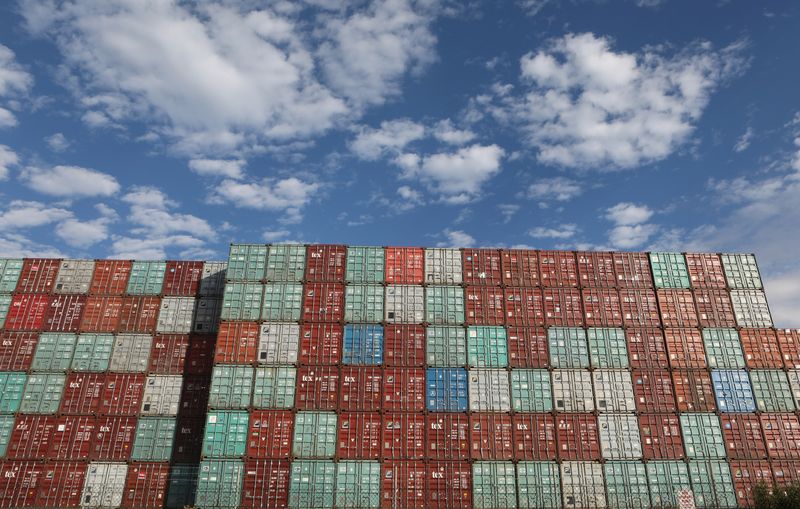 &copy; Reuters. Containers are piled up at Port Botany facilities in Sydney