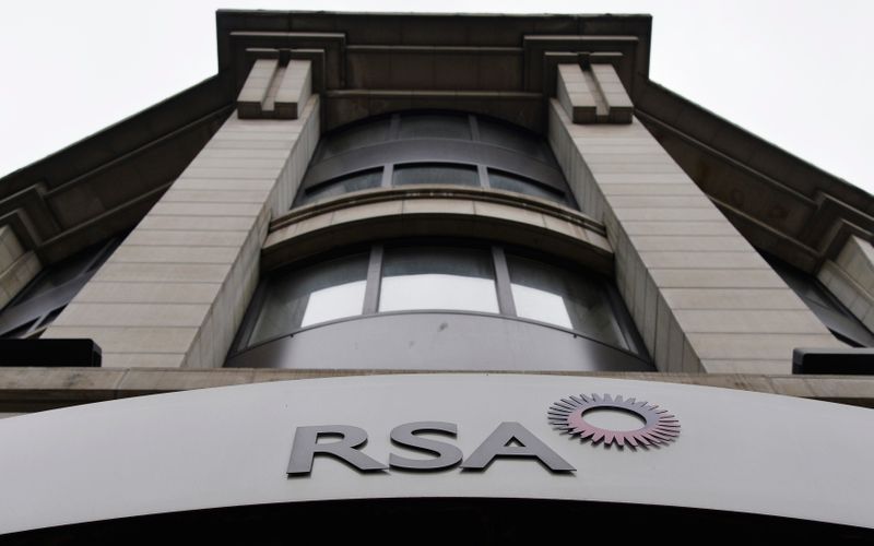 &copy; Reuters. File photo of a sign of the RSA insurance company outside its office in London