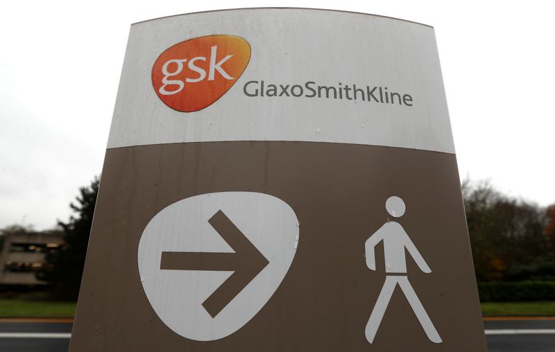 &copy; Reuters. FILE PHOTO: A GSK logo is seen at the GSK research centre in Stevenage