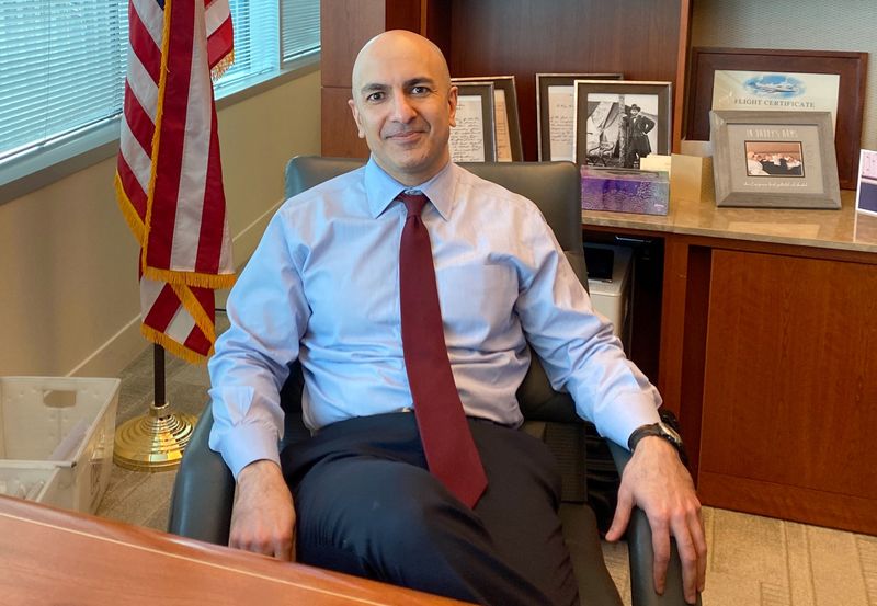 &copy; Reuters. Minneapolis Federal Reserve Bank President Neel Kashkari poses during an interview with Reuters in his office at the bank&apos;s headquarters in Minneapolis