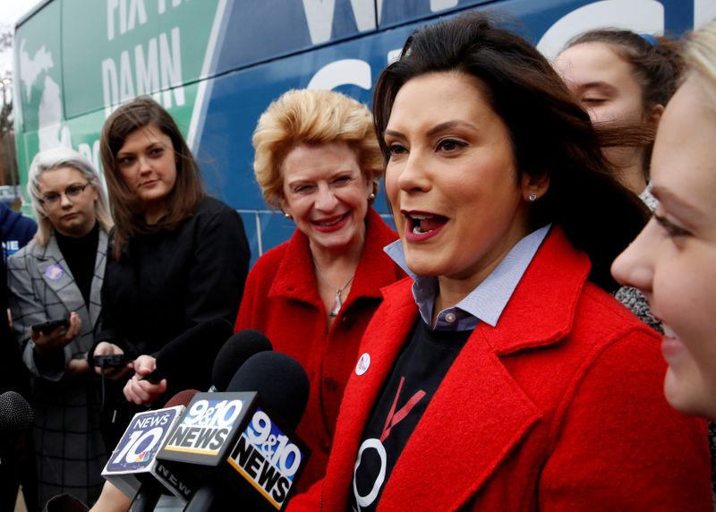 &copy; Reuters. FILE PHOTO: Michigan&apos;s Gretchen Whitmer arrives to vote in East Lansing, Michigan, in 2018