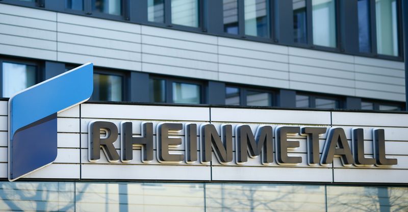 &copy; Reuters. The logo of Germany&apos;s Rheinmetall AG is seen after the Company&apos;s 2019 annual report in Duesseldorf