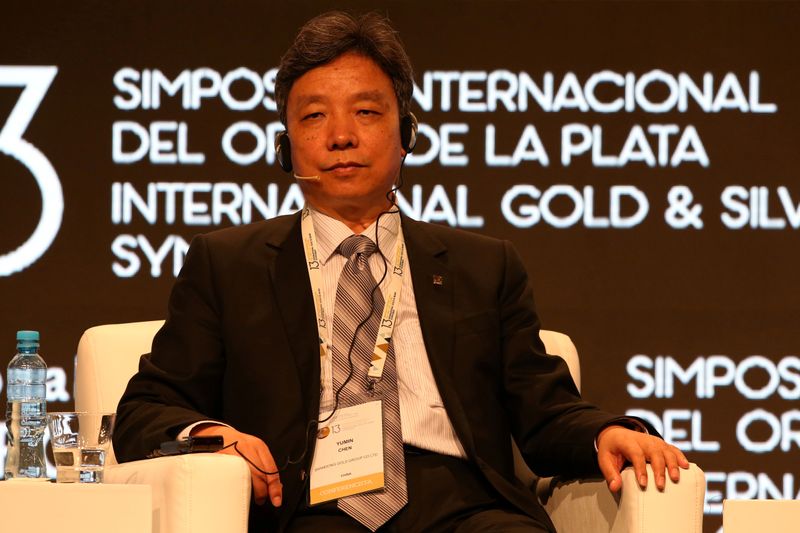 &copy; Reuters. FILE PHOTO: Chen Yumin, President of Shandong Gold Group, attends the International Gold &amp; Silver Symposium in Lima