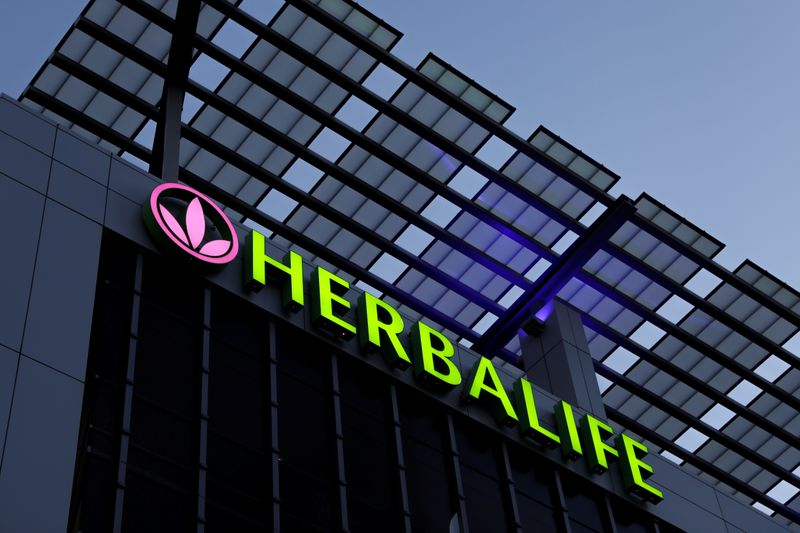 &copy; Reuters. A Herbalife sign is shown on a building in Los Angeles, California
