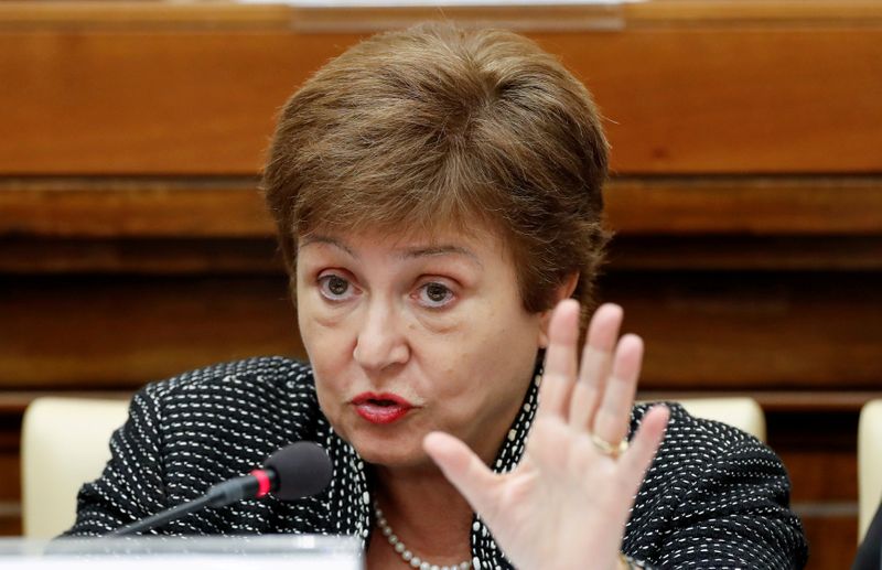 &copy; Reuters. FILE PHOTO: IMF Managing Director Kristalina Georgieva speaks during a conference hosted by the Vatican on economic solidarity