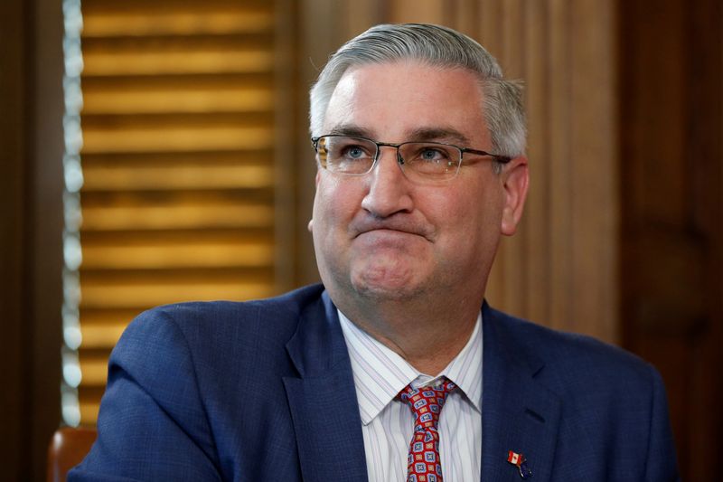 &copy; Reuters. Indiana Governor Holcomb takes part in a meeting on Parliament Hill in Ottawa
