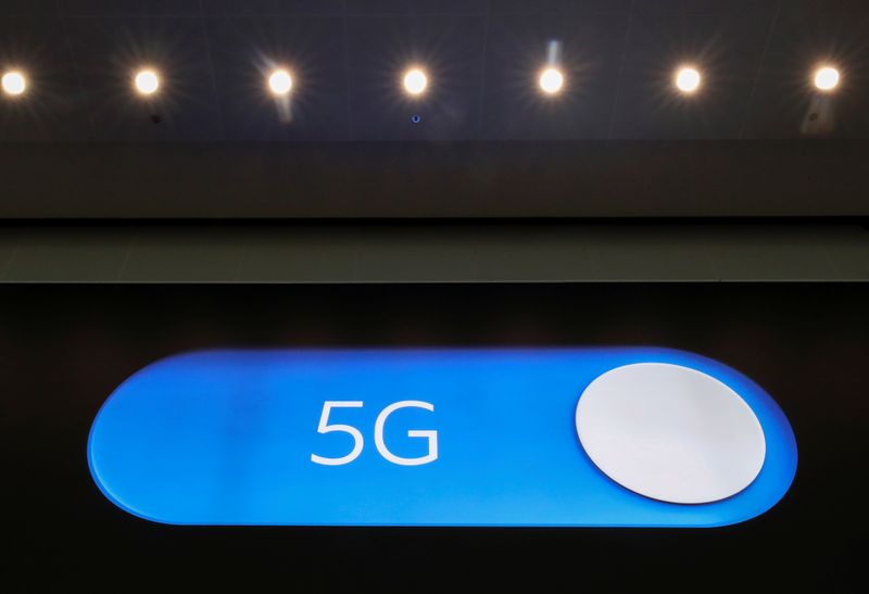 &copy; Reuters. An advertising board shows a 5G logo at the International Airport in Zaventem