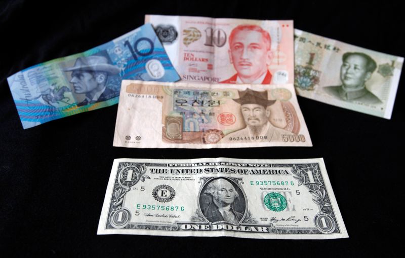 &copy; Reuters. Доллар США, австралийский доллар, сингапурский доллар, корейская вона и китайский юань