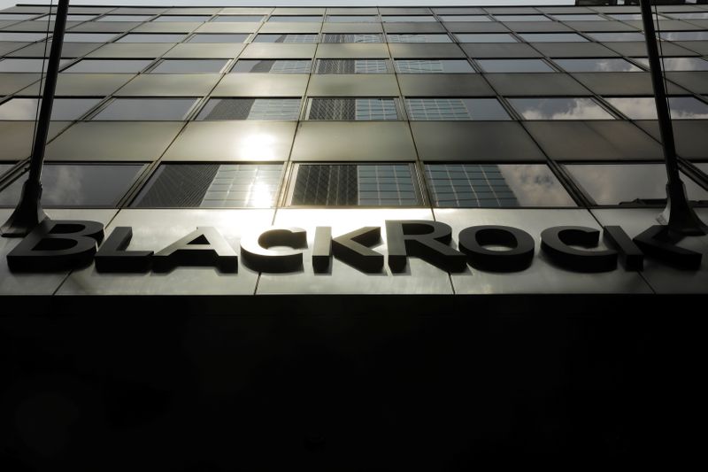 &copy; Reuters. A sign for BlackRock Inc hangs above their building in New York