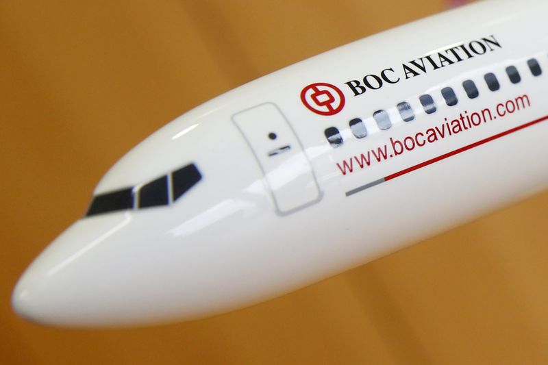 &copy; Reuters. FILE PHOTO: A photo illustration of a BoC Aviation model plane at their office in Singapore