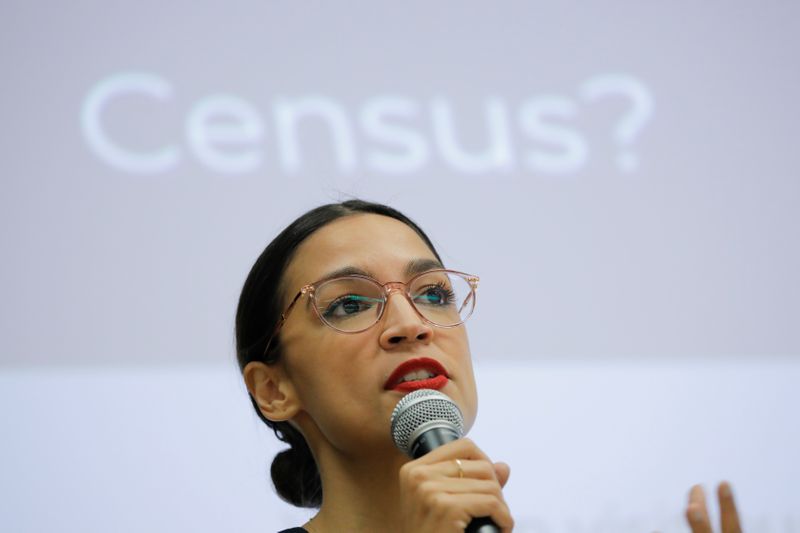 &copy; Reuters. U.S. Rep. Alexandria Ocasio-Cortez (D-NY) participates in a Census Town Hall at the Louis Armstrong Middle School in Queens, New York City