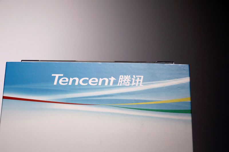 &copy; Reuters. Logo of Tencent is displayed at a news conference in Hong Kong, China