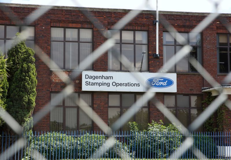 &copy; Reuters. FILE PHOTO: Ford&apos;s stamping operations plant is seen in Dagenham, east London