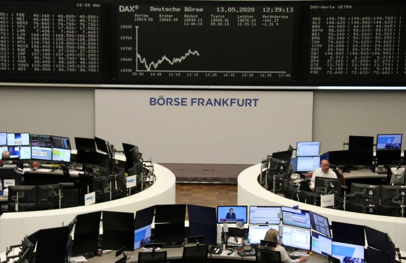 © Reuters. The German share price index DAX graph is pictured at the stock exchange in Frankfurt