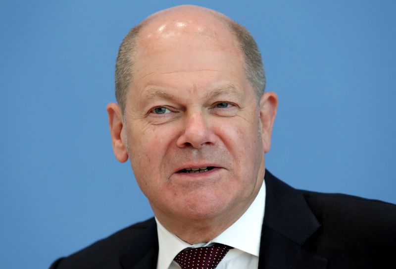 &copy; Reuters. German Finance Minister Olaf Scholz attends a news conference in Berlin