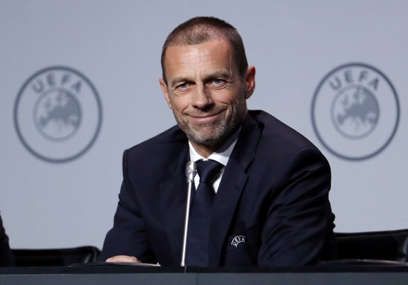 &copy; Reuters. FOTO DE ARCHIVO: El Presidente de la UEFA, Aleksander Ceferin, durante una conferencia de prensa en el Centro de Conferencias Beurs van Berlage, Amsterdam, Holanda