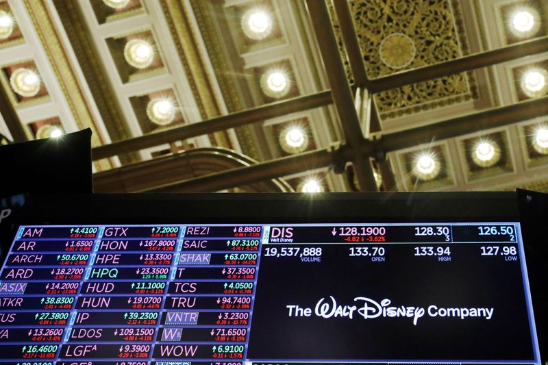 &copy; Reuters. FOTO DE ARCHIVO: El logo de la Compañía Walt Disney sobre el piso de la Bolsa de Valores de Nueva York en EEUU