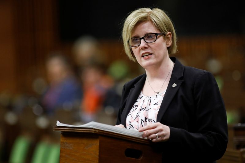 &copy; Reuters. Canada&apos;s Minister of Employment, Workforce Development and Disability Inclusion Carla Qualtrough speaks during a sitting of the House of Commons on Parliament Hill in Ottawa