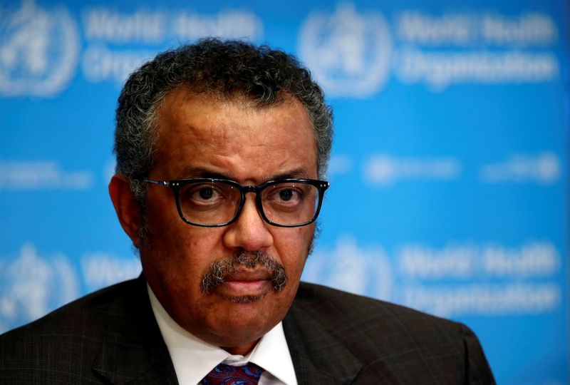 &copy; Reuters. FILE PHOTO: Director General of the World Health Organization (WHO) Tedros Adhanom Ghebreyesus attends a news conference