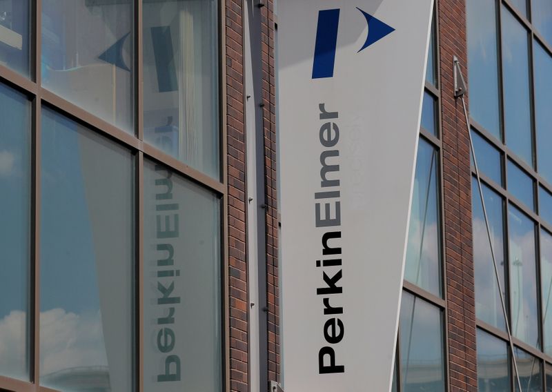 &copy; Reuters. FILE PHOTO: A sign marks a PerkinElmer facility in Boston