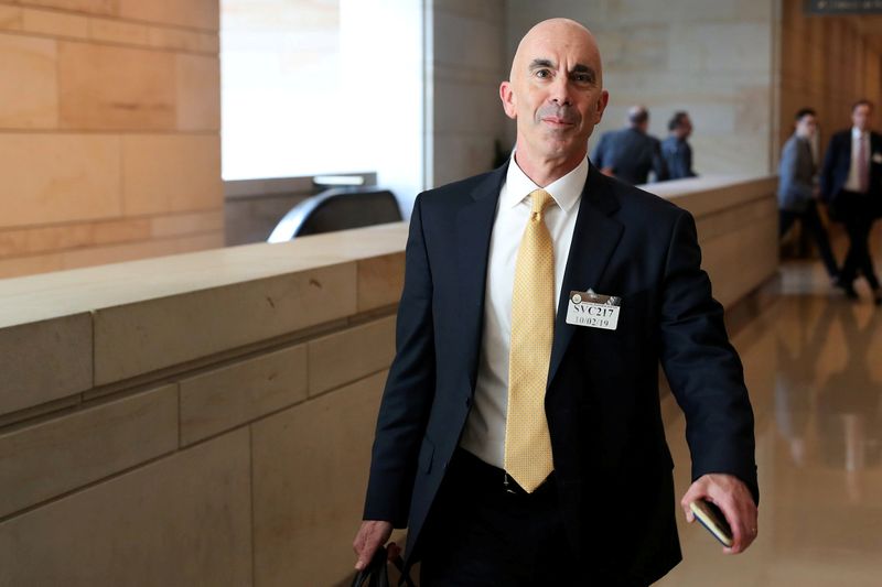 © Reuters. FILE PHOTO: U.S. State Department Inspector General Linick departs after briefing House and Senate Intelligence committees at the U.S. Capitol in Washington