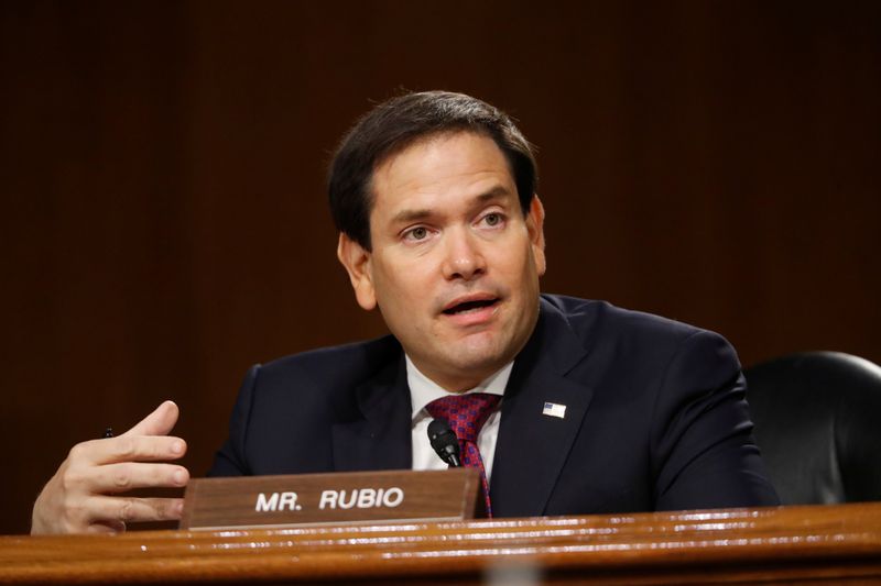 &copy; Reuters. U.S. Sen. Marco Rubio speaks during a Senate Intelligence Committee nomination hearing for Rep. John Ratcliffe, on Capitol Hill in Washington